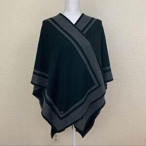 Lauren Ralph Lauren Black & Grey Reversible Jetsetter Poncho, One Size, EUC